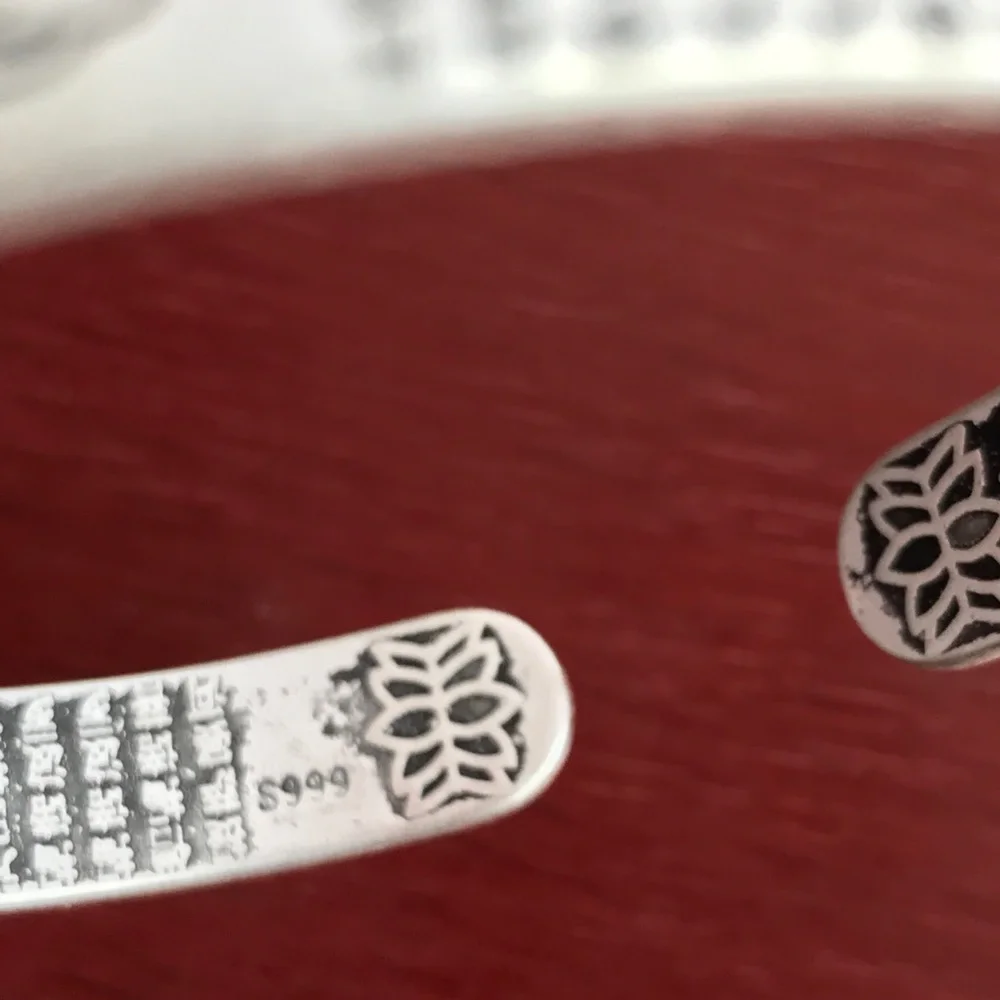 Lotus Heart Sutra unisex silver bracelet